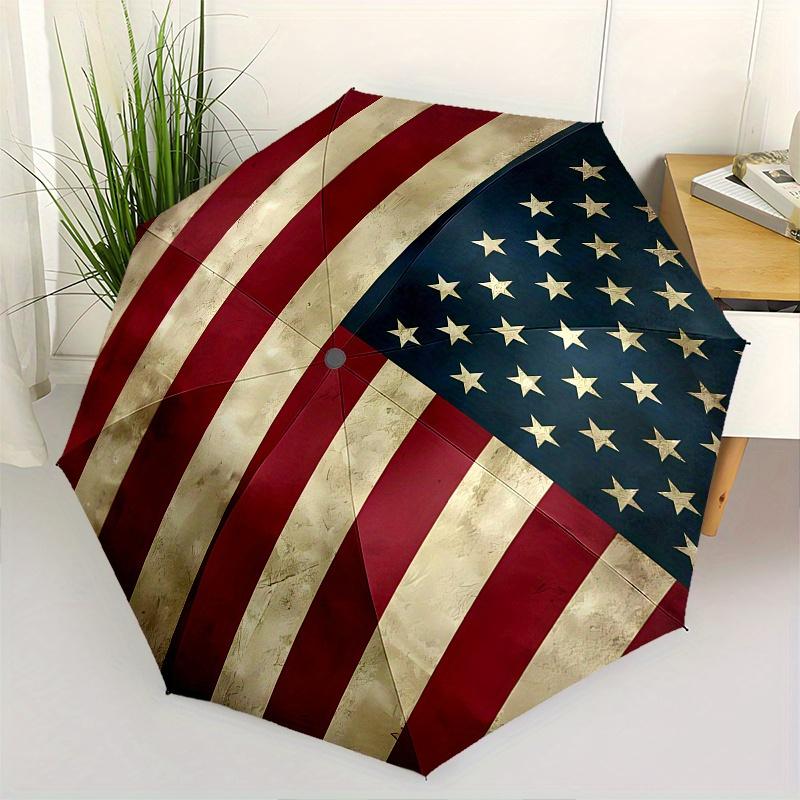 

Flag,Stars Automatic Folding Umbrella 8 Ribs Lightweight Design, Durable Iron Frame, Compact and Portable, Ideal Birthday or Christmas Gif