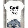 Women'S God Got Me Christian Graphic T-Shirt - 100% Comfort Colors White Tee with Black Lettering & Design,