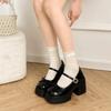Platforma Silný Vysoký Ženy Mary Jane Boty Dámské Stručné Venkovní Lodičky Jaro Podzim Dámské Šaty Kožené Boty