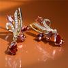 Cute Female White Pink Red Zircon Stone Hoop Earrings Luxury Gold Color Wedding Jewelry For Women
