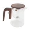 Théière 600ml Verre Acier Inoxydable Presse Contrôle Séparation Magnétique de l'Eau Théière avec Poignée en Bois pour la Maison