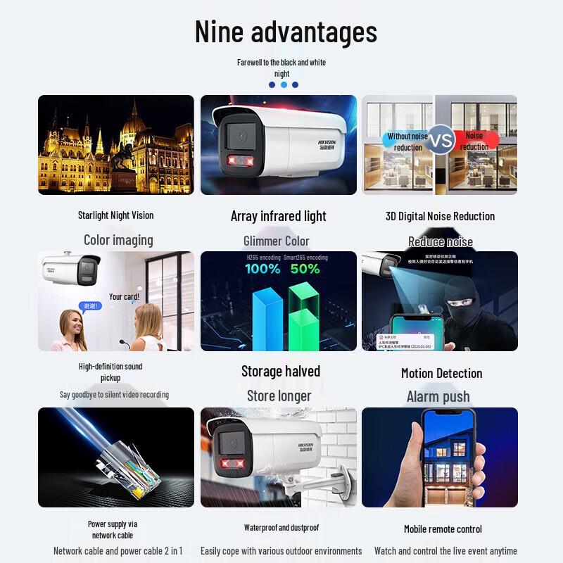 Hikvision 8MP 4K Outdoor Starlight Night Vision IP Camera CN plug (adapter included)