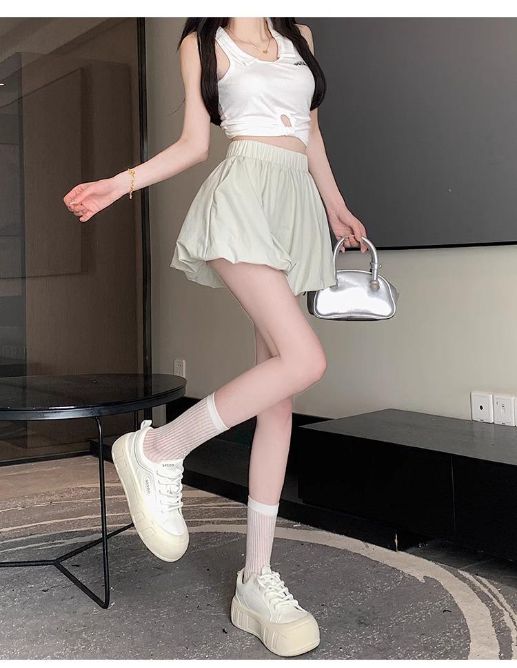 White Cloud High-Waist Slim Puffy Lantern Skirt 2024