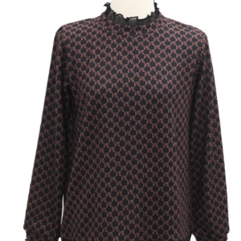 Shiz Madam Women S houndSTooTh Check Double Frill T ShirT T57445