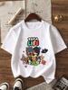 T-shirt Grafica Toca Life World per Bambine Bianca Rosa Manica Corta T-shirt Moda Top per Bambini Cotone Estate Casual Girocollo Maglietta
