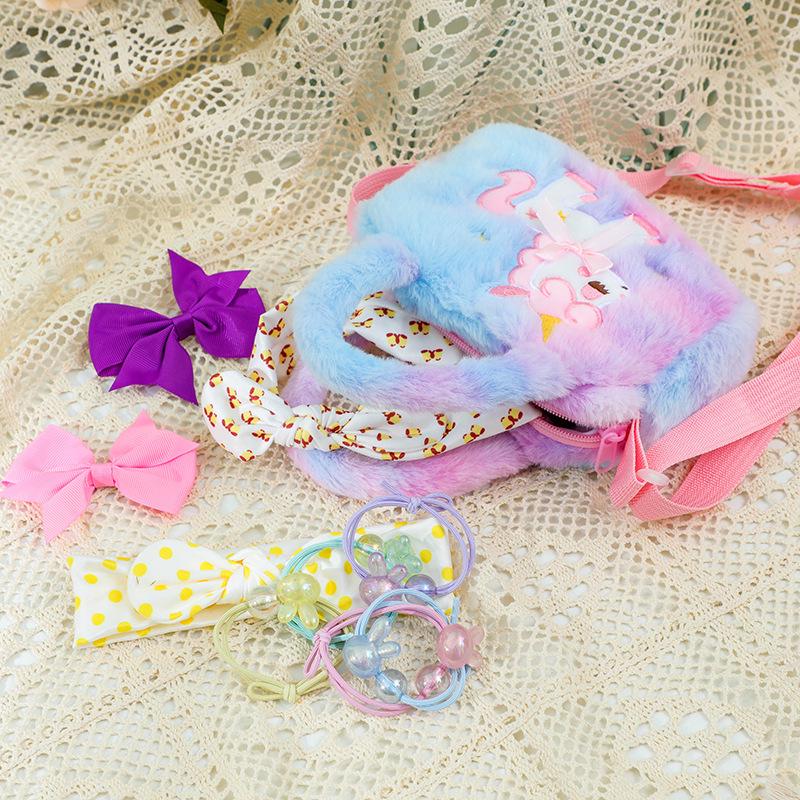 Unicorn Plush Toy Crossbody Bag - Cute Square Handbag for Kids
