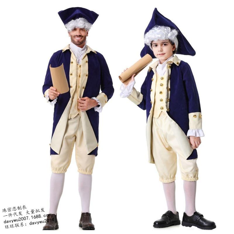 New European Medieval Parent-child British Lawyer Children's Prince Suit Literary Judge Officer Retro Tuxedo