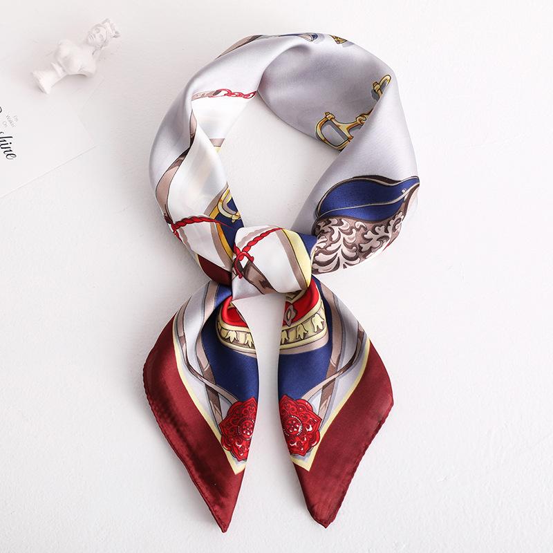 Autumn new decorative square scarves, European and American minimalist vintage professional scarves, artificial silk artistic women's sun-protective s