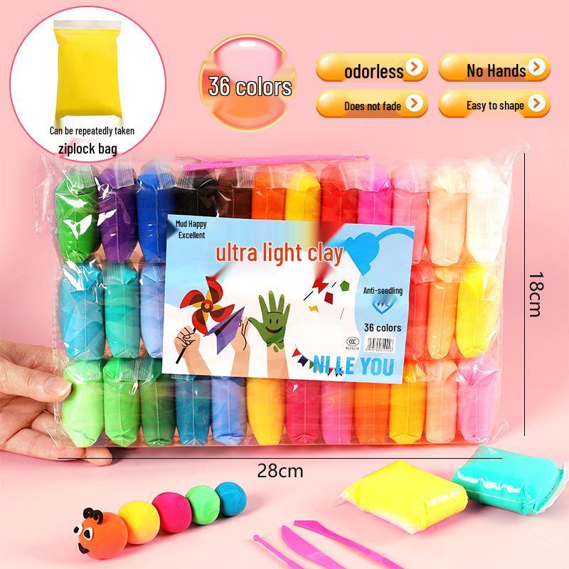 Super Light Non-Stick Color Clay DIY Set for Kids - 36 Colors