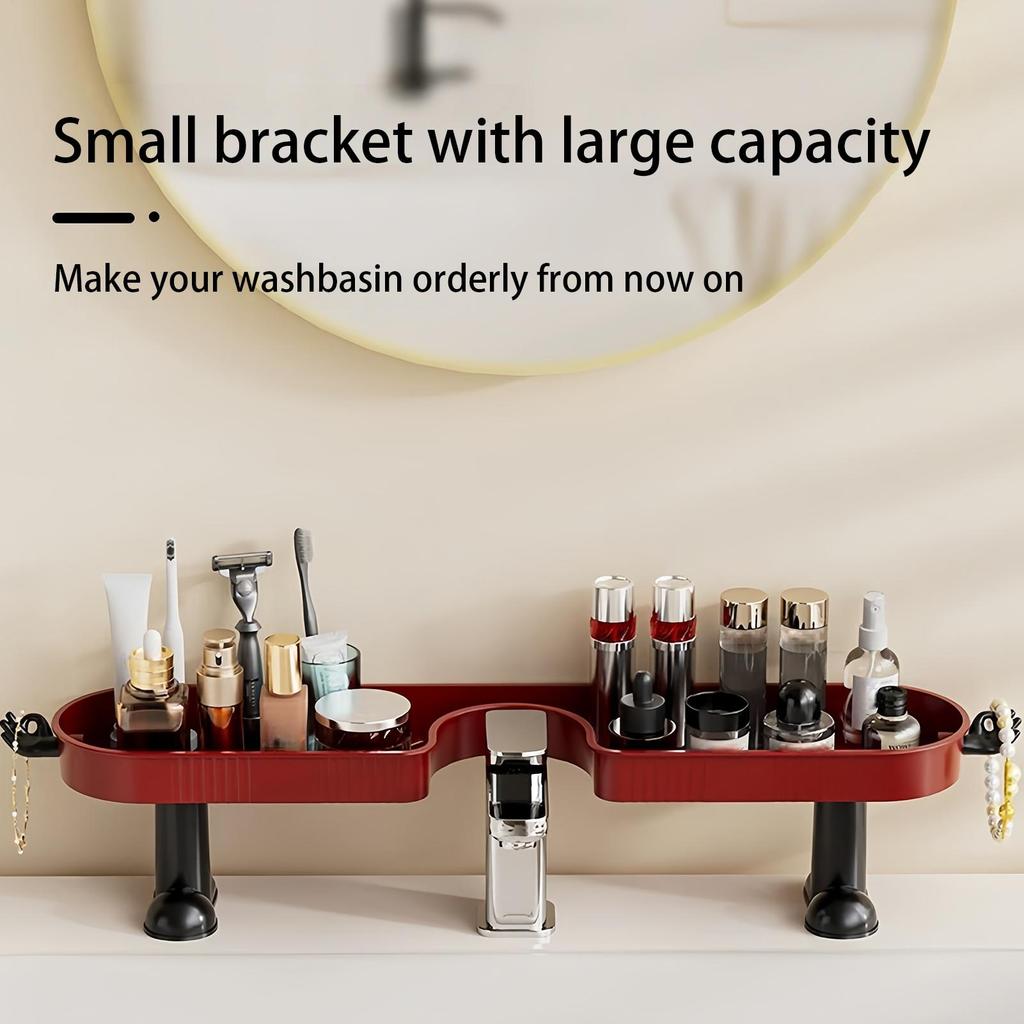 Bathroom Sink Shelf Widened U-shape Drying Rack Drain Tray With Hook Rustproof Waterproof Bathroom Faucet Organizer For Sponge
