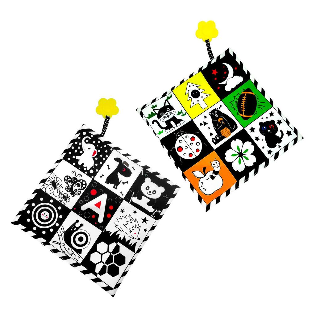 Black & White Baby Crinkle Cloth Book & Crib Mobile Set for Early Education (0-3 Years)