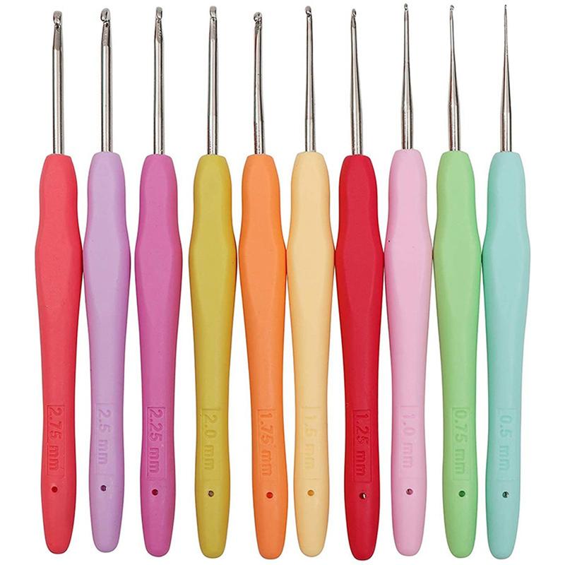20Pcs Small Size Lace Crochet Hooks (0.5-2.75Mm), Ergonomic Crochet Hooks Set With Soft Grip Handle For Thread