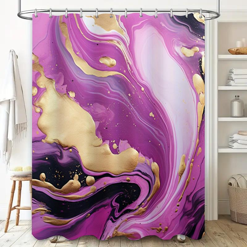 Luxury Marble Print Shower Curtain Waterproof Moldproof for Bathroom Decor