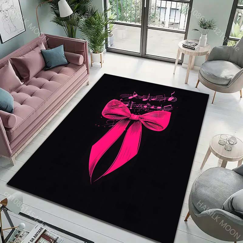 Musical Notes and Bow Art Carpet for Living Room Bedroom Sofa Creative Doormat Home Decor Area Rugged Non-slip Mat Large Size