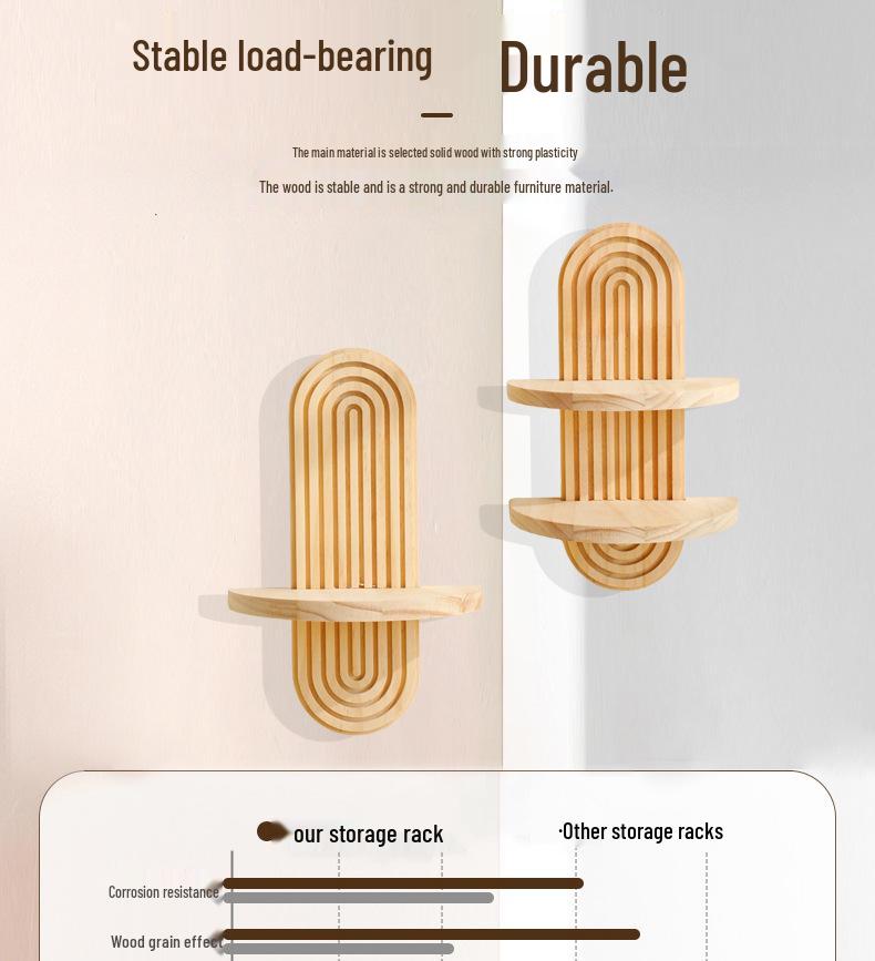 Creative Oval Solid Wood Wall Shelf - Home Living Room Decor