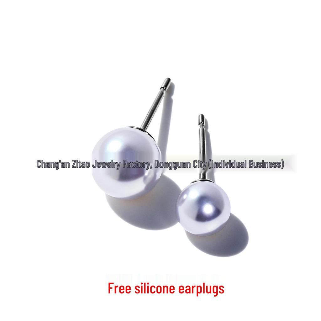 F136 Titanium Pearl Inlaid Luxury Stud Earrings – Niche Design, Versatile Jewelry for Piercing.