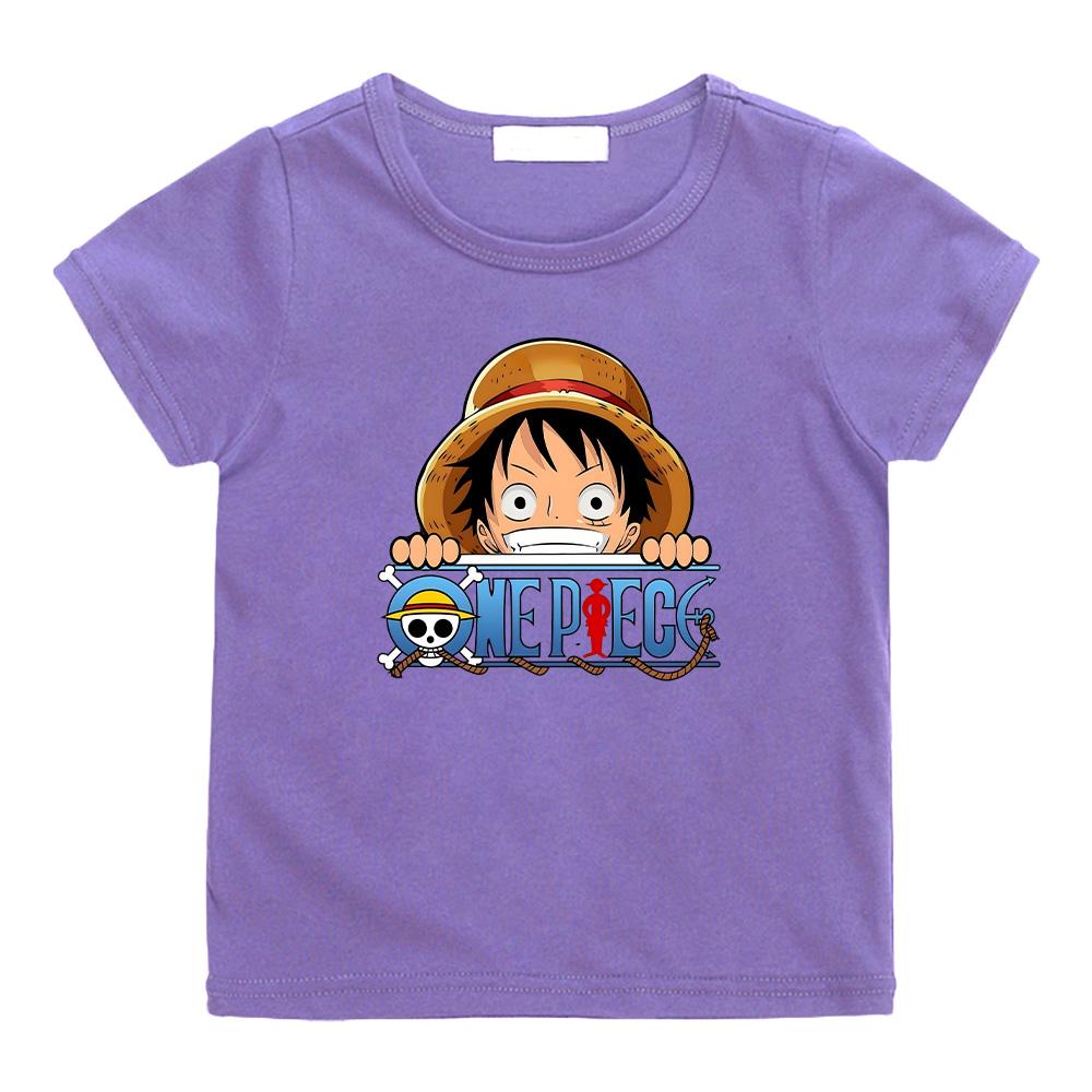 One Piece 2026 New Monkey D Luffy Anime Print Children's T Shirt Summer Cotton Casual Top Streetwear Fashion For Boys Unisex Tees