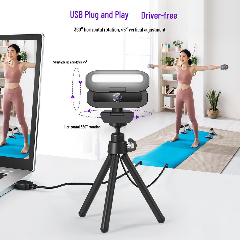 B18 4K USB Camera with Fill Light for Live Streaming and Conferences