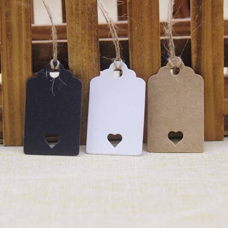 100Pcs Kraft Paper Tags Handmade with Love Hang Tags Garment Tags for Candy/Gift/Cookies Display Packing Label Card