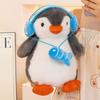 25/35cm New Simulation Penguin Doll with Headphones Plush Toy Cartoon Anime Cute Pillow for Children's Birthday Gift Fun Doll