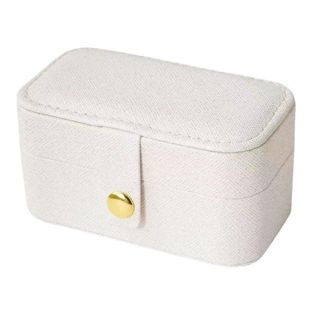 1pc-Exquisite Leather Jewelry Box Simple Ring Necklace Earring Storage Simple Style Portable Storage Box for Daily Travel
