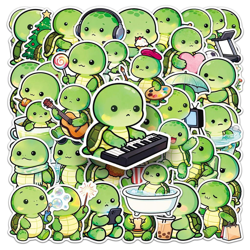 50 Cute Kawaii Turtle Stickers - Googly-Eyed Animal Graffiti for Journals & Guitars
