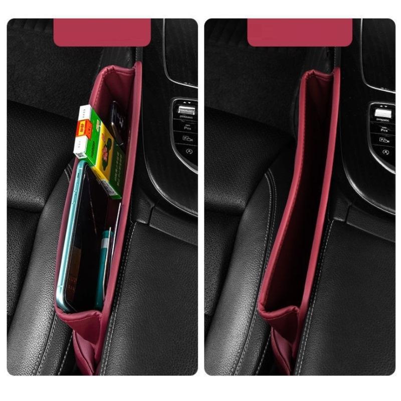 Universal Leather Two In One Car Seat Slot Storage Box Gap Plug Filler Crevice Phone Holder Organizer For Bmw For