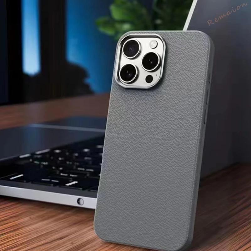 Official Leather Texture 16 Case for iPhone 16 14 11 13 12 15 Pro Max X XR XS Max 16 plus Soft Liquid Silicone Shockproof Cover