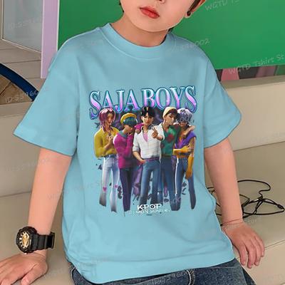 Sommer Jungen Neues Cartoon T-Shirt KPop Dämonenjäger Saja Jungen Aufdruck Cooles Kinder T-Shirt Harajuku Oberteile Kurzarm Baby Mädchen Junge Kleidung