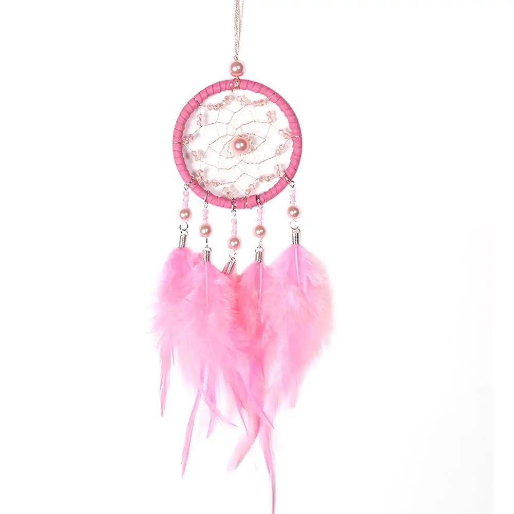 Romantic Heart Shaped Dream Catcher Double Ring Purple Feather Dream Catcher Wall Hanging Home Car Decor Craft Christmas Gift