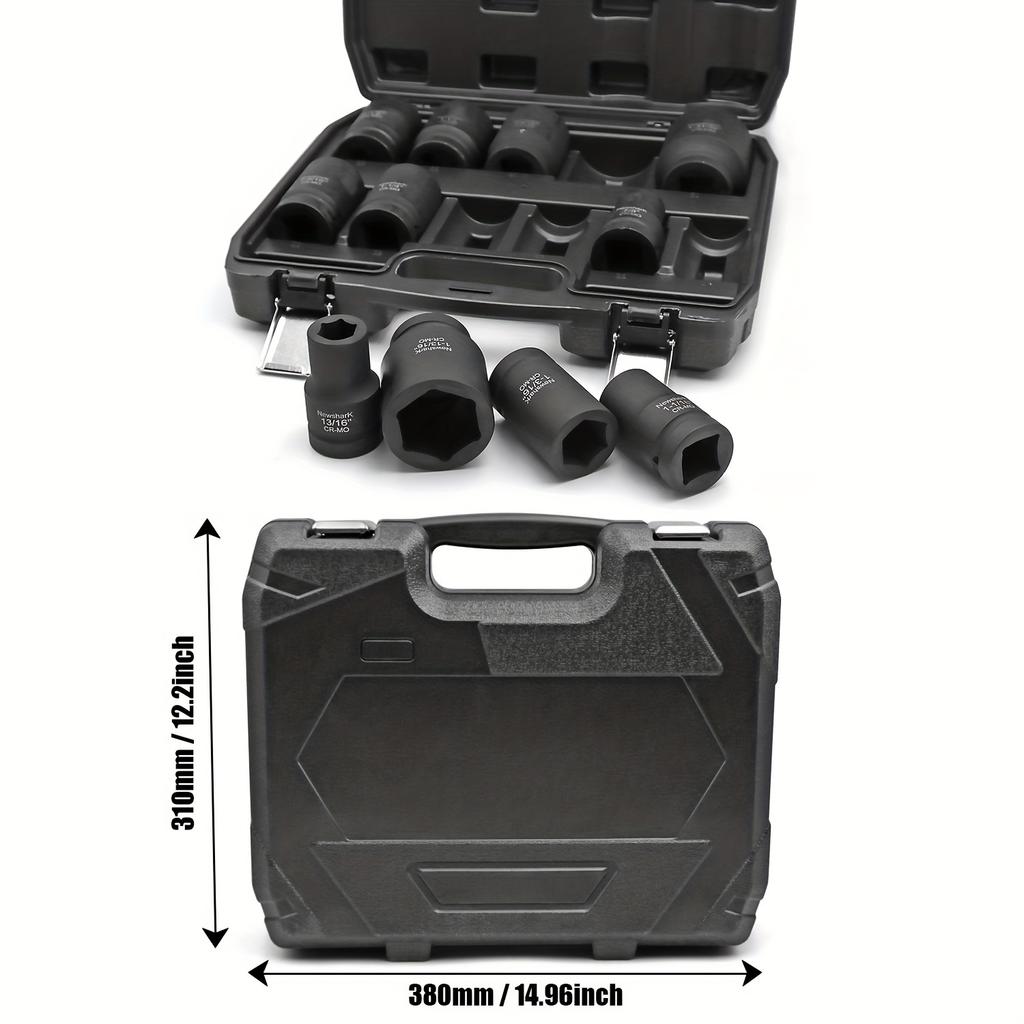 11 Piece Deep Socket Set SAE (1-5/16"-1-31/32"),6 Point Cr-Mo Spindle Axle Nut Impact Socket Set for Auto Repair and home Repair