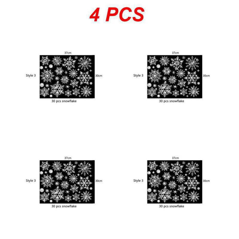 1/2/4PCS New Year Wallpaper Christmas Glitter Snowflake Window Sticker Electrostatic Wall Stickers Snowflake Door Glass Decor