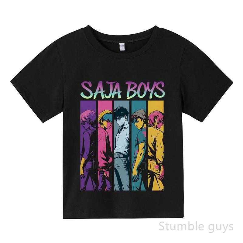 Kids Summer KPop Demon Hunters T-shirt Huntrix Anime Tshirt Boys Clothes Girls
