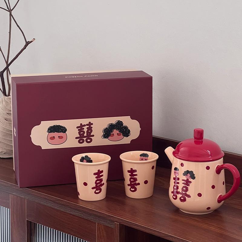 Newlyweds, Happy Characters, Wedding Gifts, Ceramic Mugs, High-value Couples, Men and Women Gift Boxes, Drinking Tea Cups