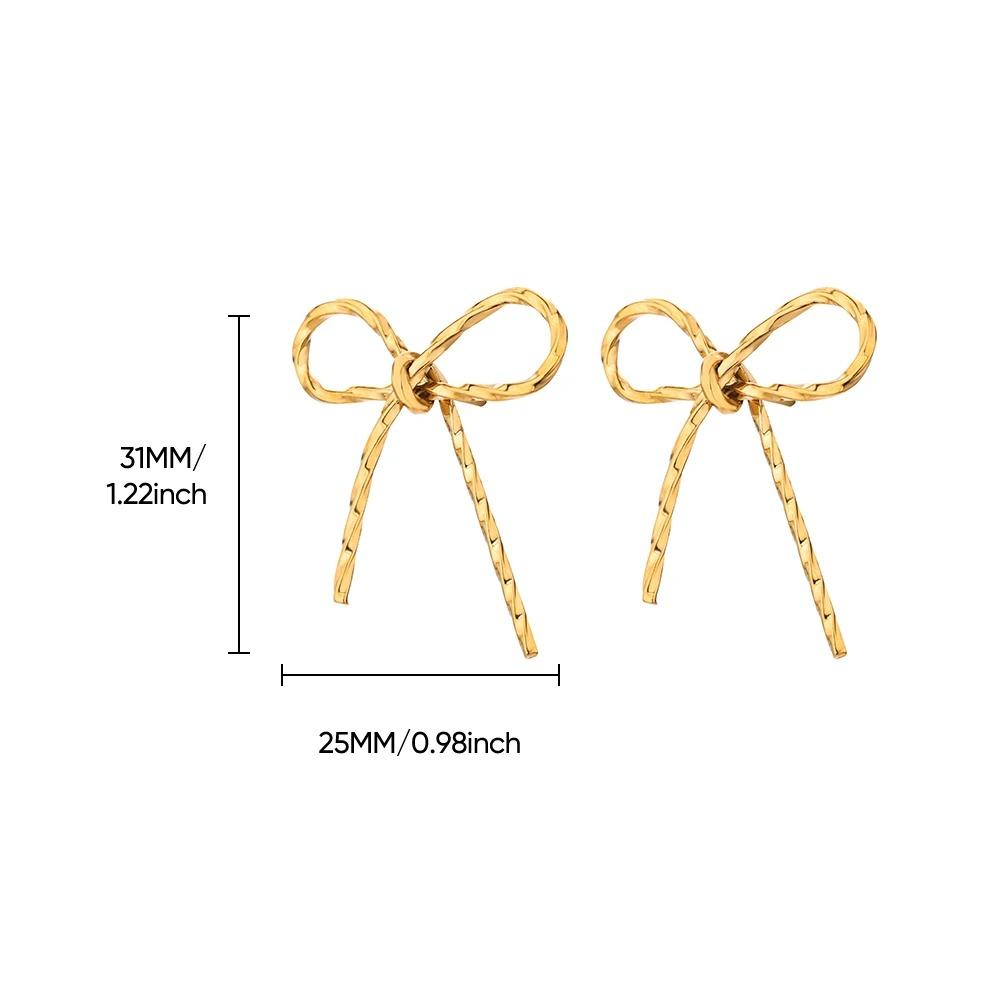 Vintage Bowknot Stainless Steel Earrings For Women Elegant Jewelry Gold Plated Stainless Steel Stud Earring Christmas Jewelry