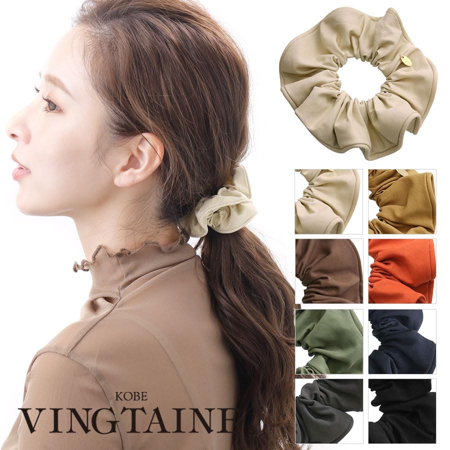 VINGTAINE Scrunchie with Colored Simple Solid for Updos and Stylish Hair Piping, Taffeta, Color, Ponytails, Accessory, Gift, Popular, Trendy,