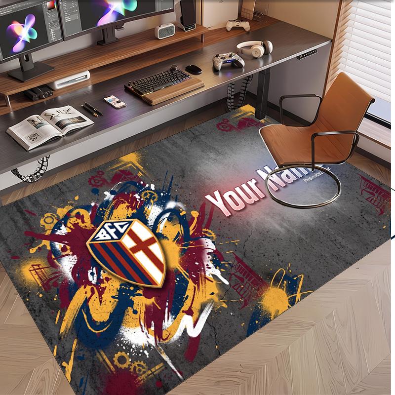Personalized Crystal Velvet Carpet Bologna FC Pattern Non Slip Floor Rug