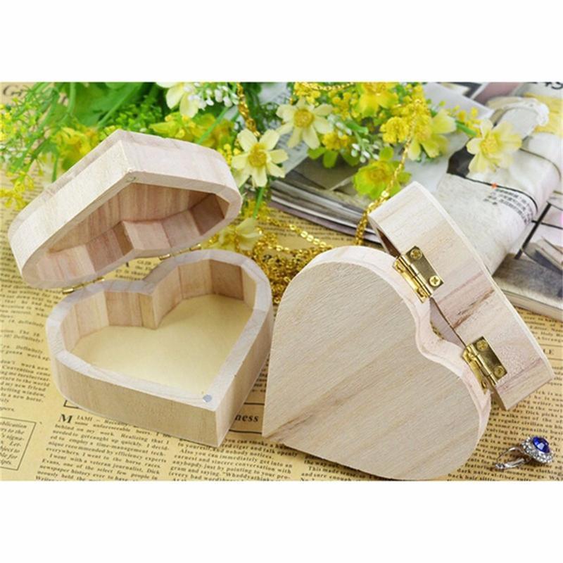 Natural Wood Heart Shape Storage Box Water Resistant Small Cosmetic Organizer Decorative Bathroom Vanity Decor