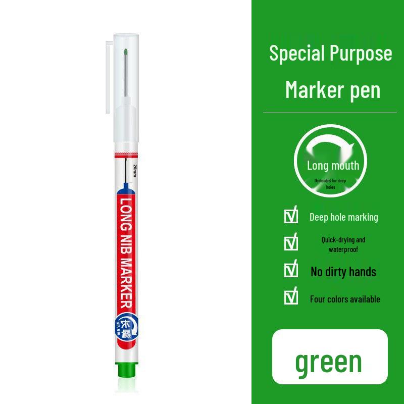

Быстросохнущий водостойкий масляный маркер с длинным наконечником для глубоких отверстий для деревообработки зелёный