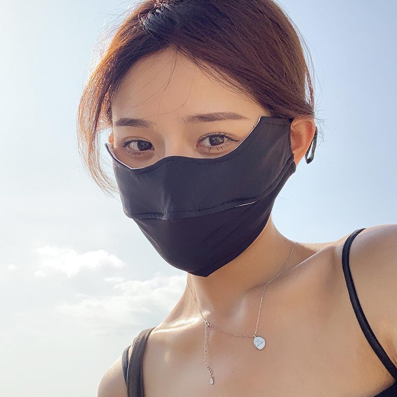 

Женская маска для лица из ледяного шелка с защитой от УФ-лучей - Дышащая, легкая, солнцезащитная для езды на велосипеде и вождения чёрный