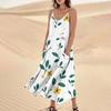 Women's Casual V Neck Floral Print Sleeveless Pocket Suspender Dress