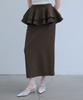 ODER [Set]_H-Line + Ruffle Layered Skirt-Deep Brown