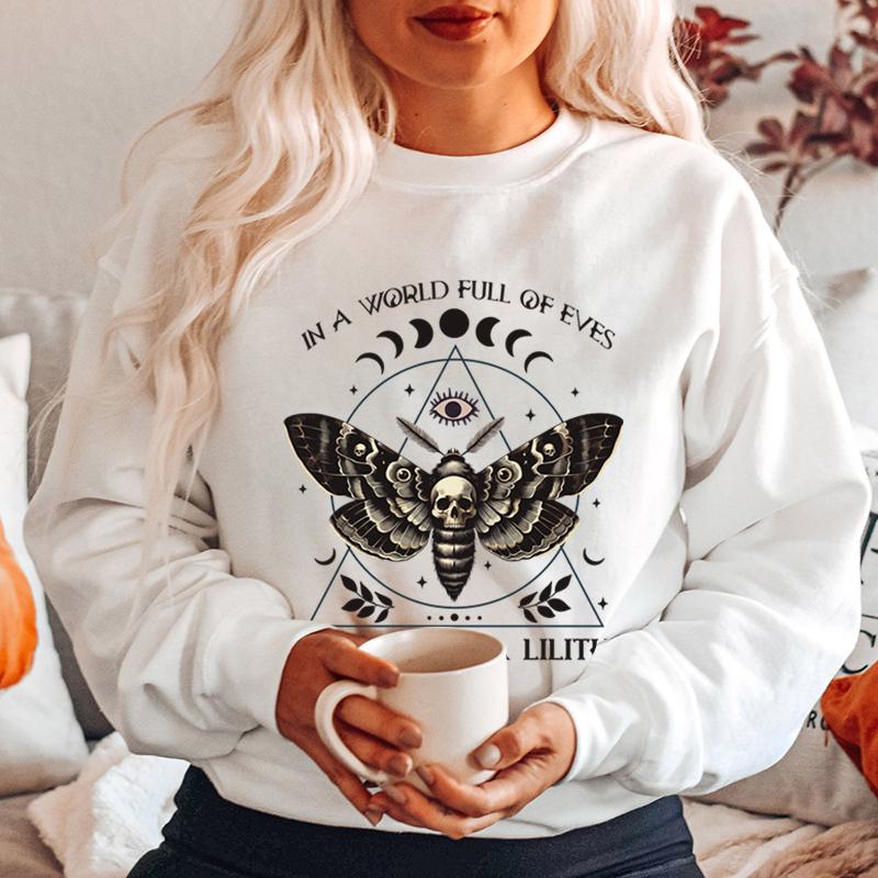 In A World Full Of Eves Always Be A Lilith Sweatshirts For Women Crew Neck Pullovers Casual Long Sleeves Halloween Sweatshirts
