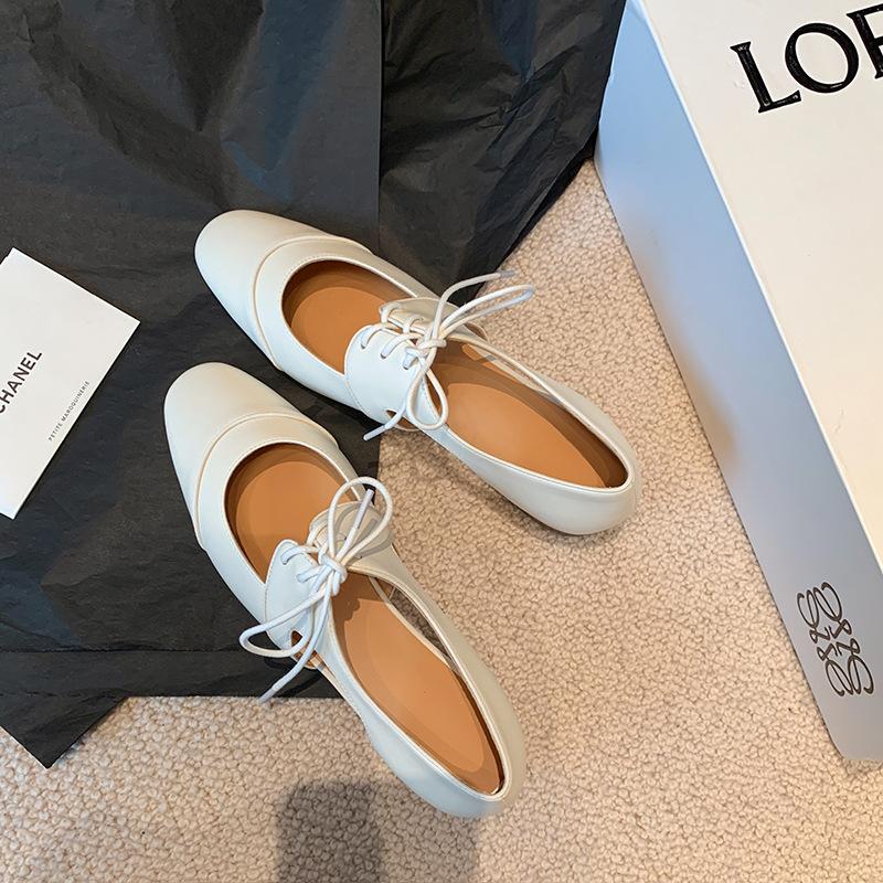 

2025 new sheepskin version~ Mary Jane shoes women s new round head hollow niche design flat women s single shoes 41 Customized non-return