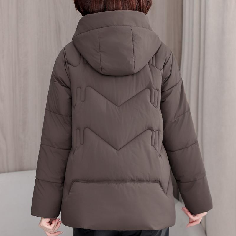 Plus Size XL-5XL Middle Age Woman Winter Coats Hooded Elegant Loose Thick Warm Embroidery Parkas Female Jacket