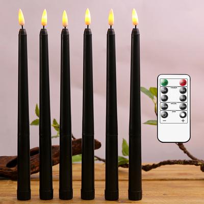 4 o 6 pezzi candele LED coniche nere con telecomando per Halloween, candele decorative LED senza fumo per feste per bar, chiesa