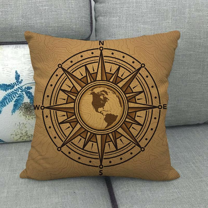 Nautical Elements: Rudder And Compass Digital Printing Short Plush Pillow Covers For Car Sofa Office Cushion Cover Home Goods
