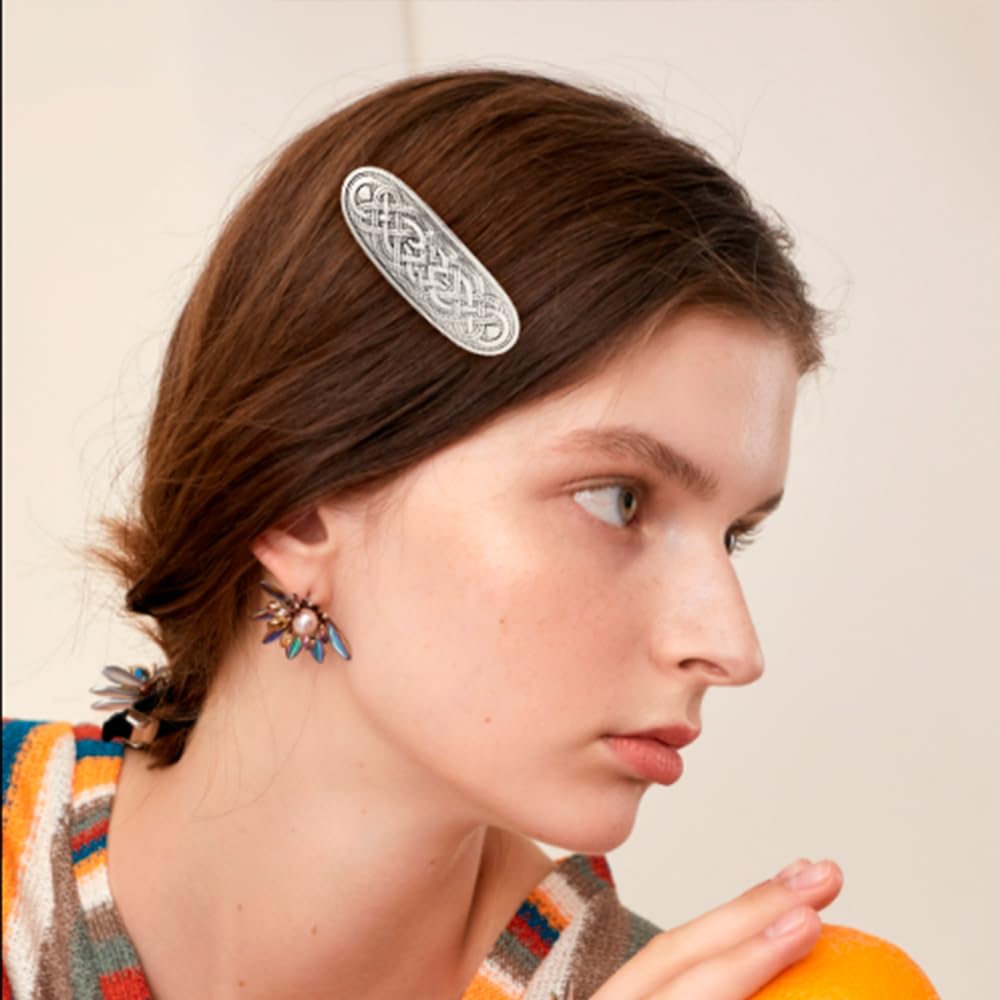 Amaxer Viking Gold Silver Barrettes for Women Girls Celtic Hair Clips for Thick Thin Hair Vintage French Hair Clips Hair Styling Accessories