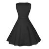 Damen Abendkleid, Blumendruck, A-Linie, große Schaukel, enge Taille, Retro-Patchwork, Knopfdekor, ärmellos, Abschlussball, Party, elegantes Midikleid