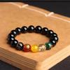 Black Obsidian Five-Way God of Wealth Bracelet for Men & Women, Good Luck Bead Jewelry, Birth Year Bracelet